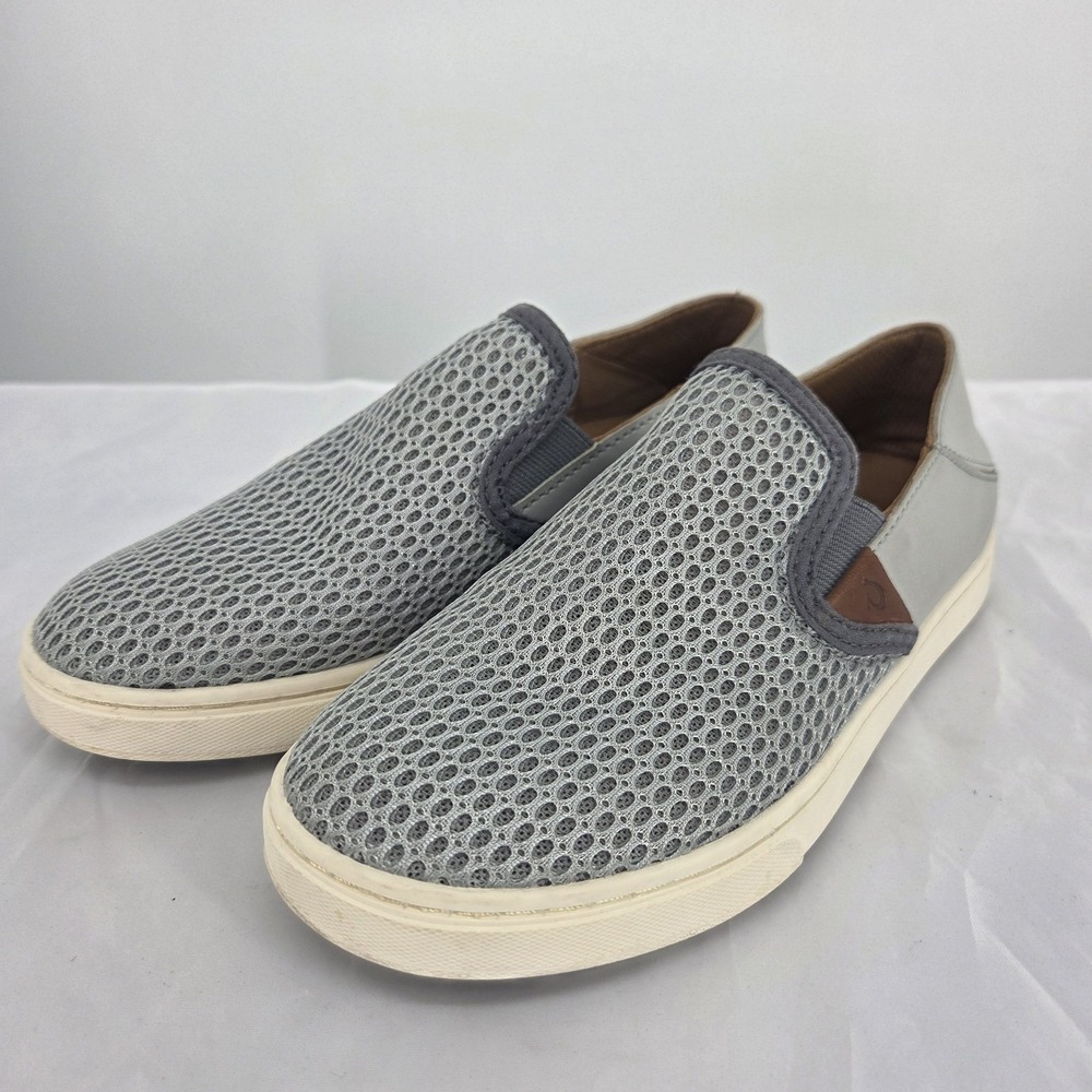 Olukai Pehuea Womens Grey Mesh Slip On  5 w/ Drop Down Heel